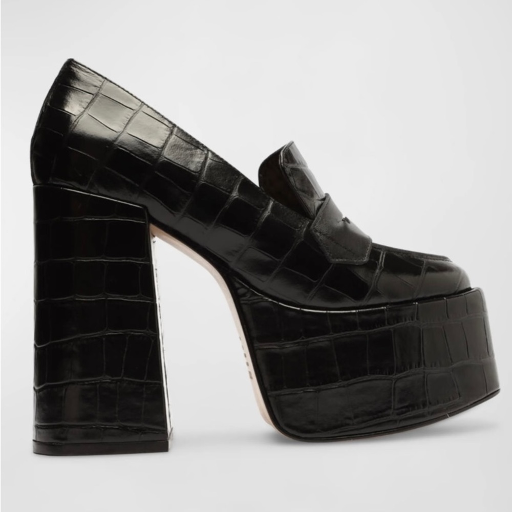Schutz Viola Croco Platform Penny Loafers